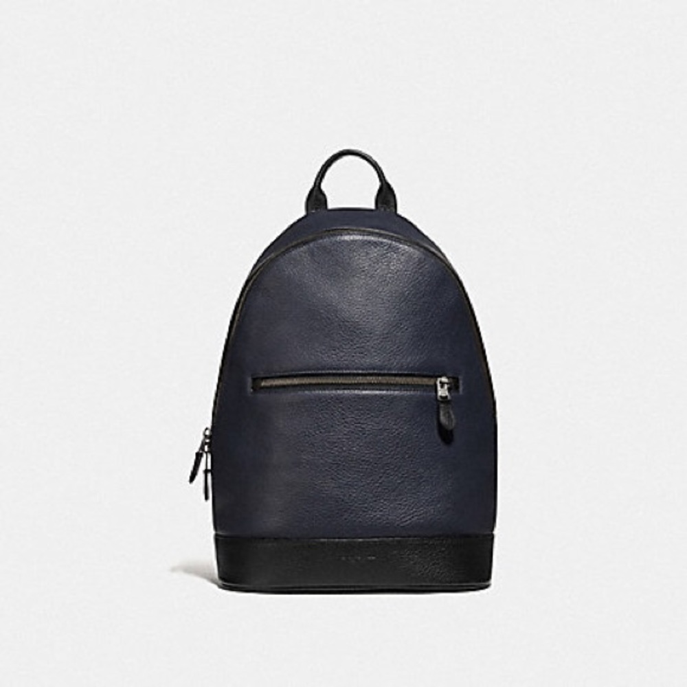 COACH MEN MIDNIGHT LEATHER WEST SLIM BACKPACK